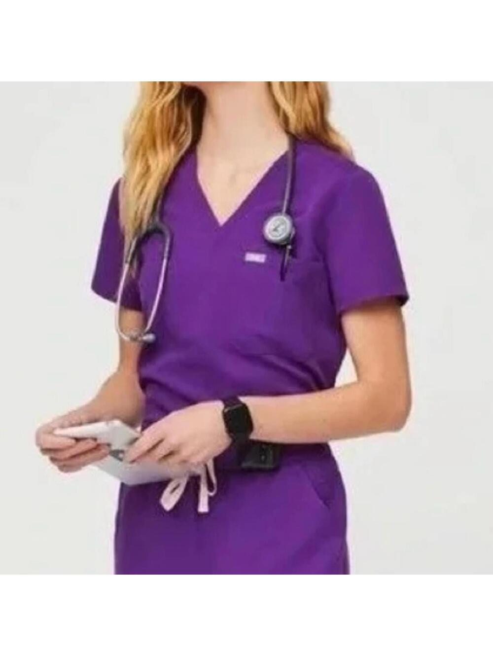 NWOT FIGS Catarina One-Pocket Scrub Top Digital Grape Size Small